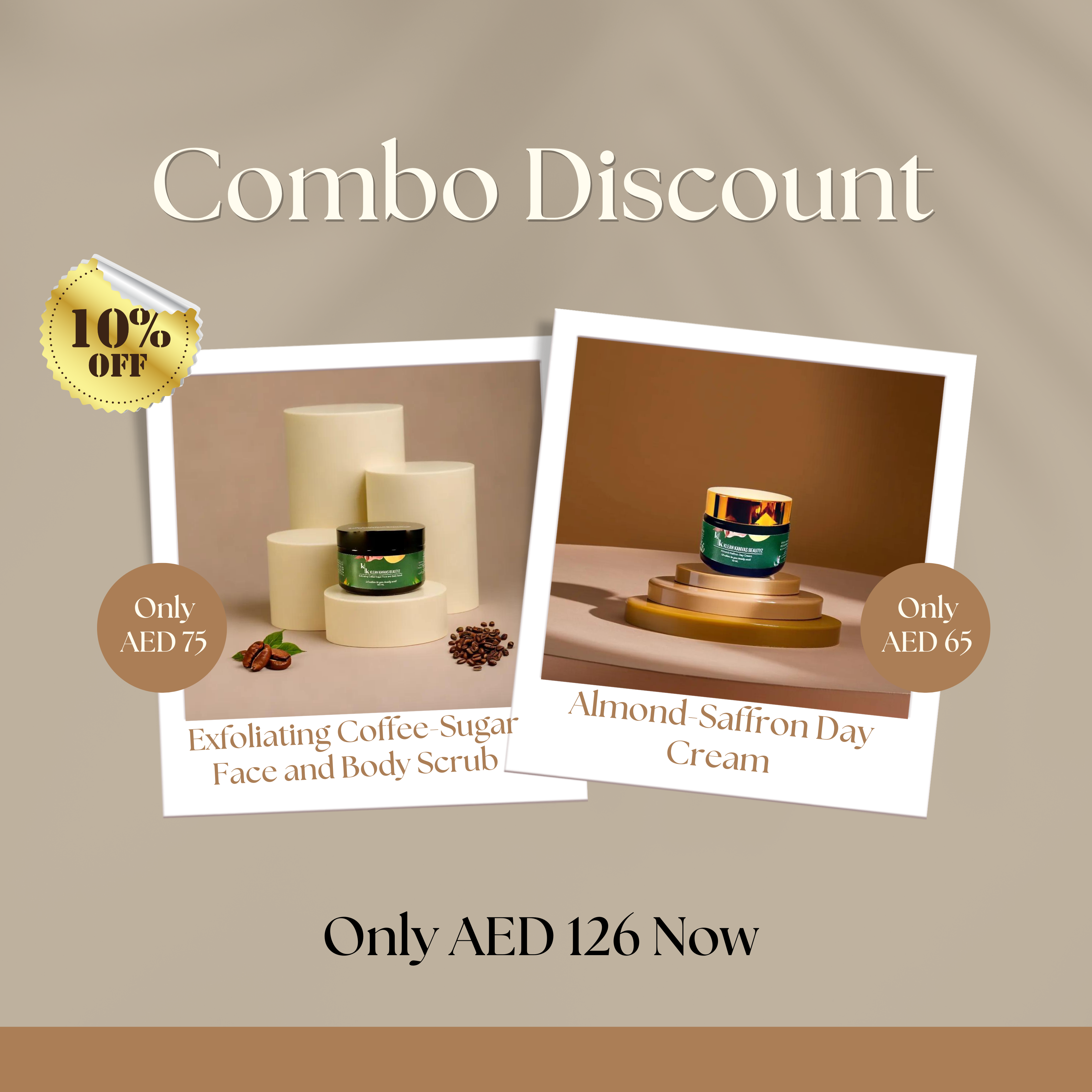 Exfoliating Coffee-Sugar Face and Body Scrub and Almond Saffron Day Cream
